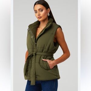 Blank NYC Olive Belted Puffer Vest